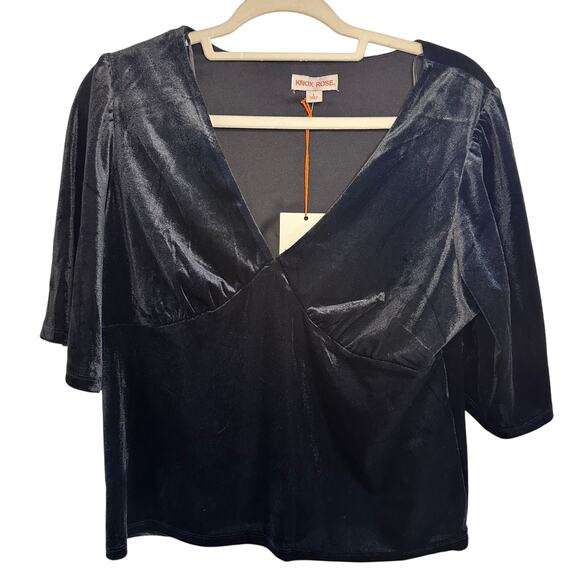 New Knox Rose black velour boho blouse top size large - Picture 1 of 7